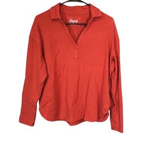 Natural Reflections Burnt orange polo shirt women M casual fall harvest soft